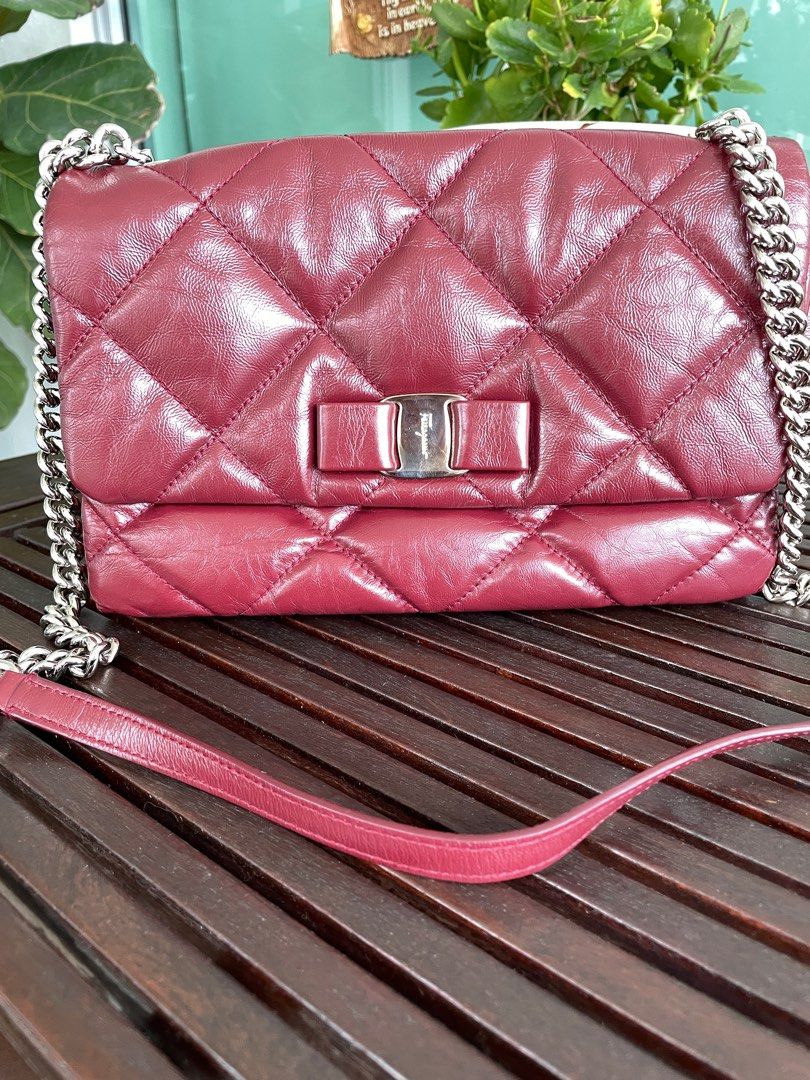 Salvatore Ferragamo Gelly Vara Soft Quilted Shoulder Bag Women s Fashion Bags Wallets Shoulder Bags on Carousell