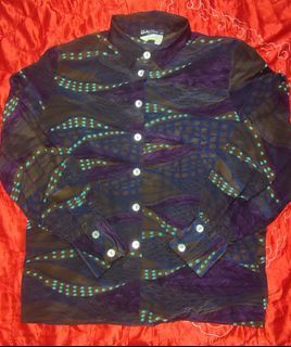 Salvatore Ferragamo Vintage 100% Silk Printed Button Down Blouse Size 38