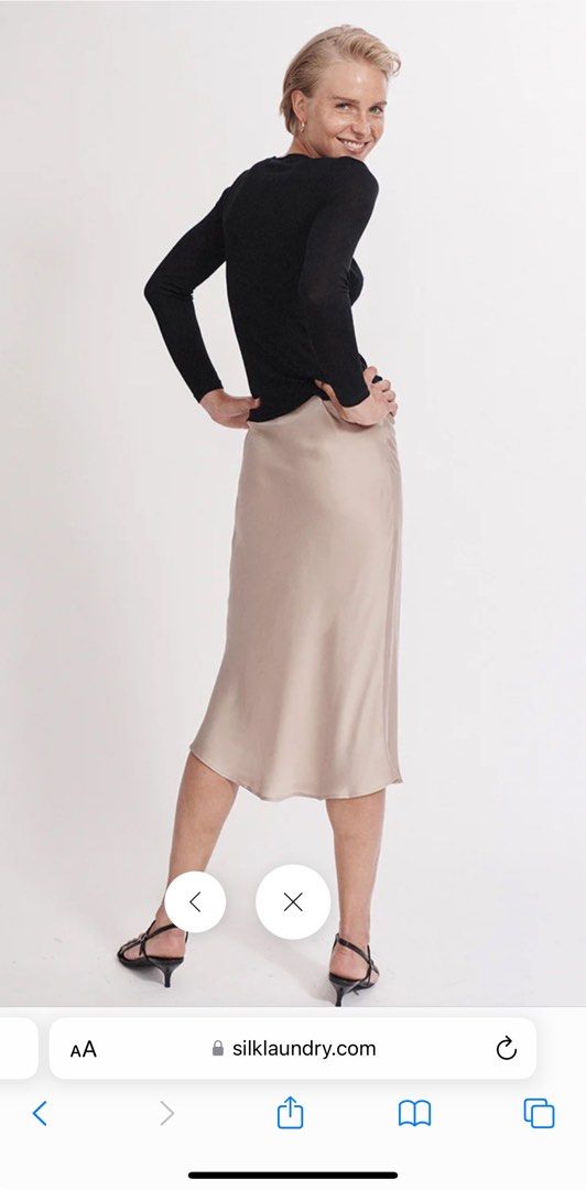 Silk Laundry Bias Cut 100 Silk Midi Skirt in Hazelnut Champagne Women s Fashion Bottoms Skirts on Carousell
