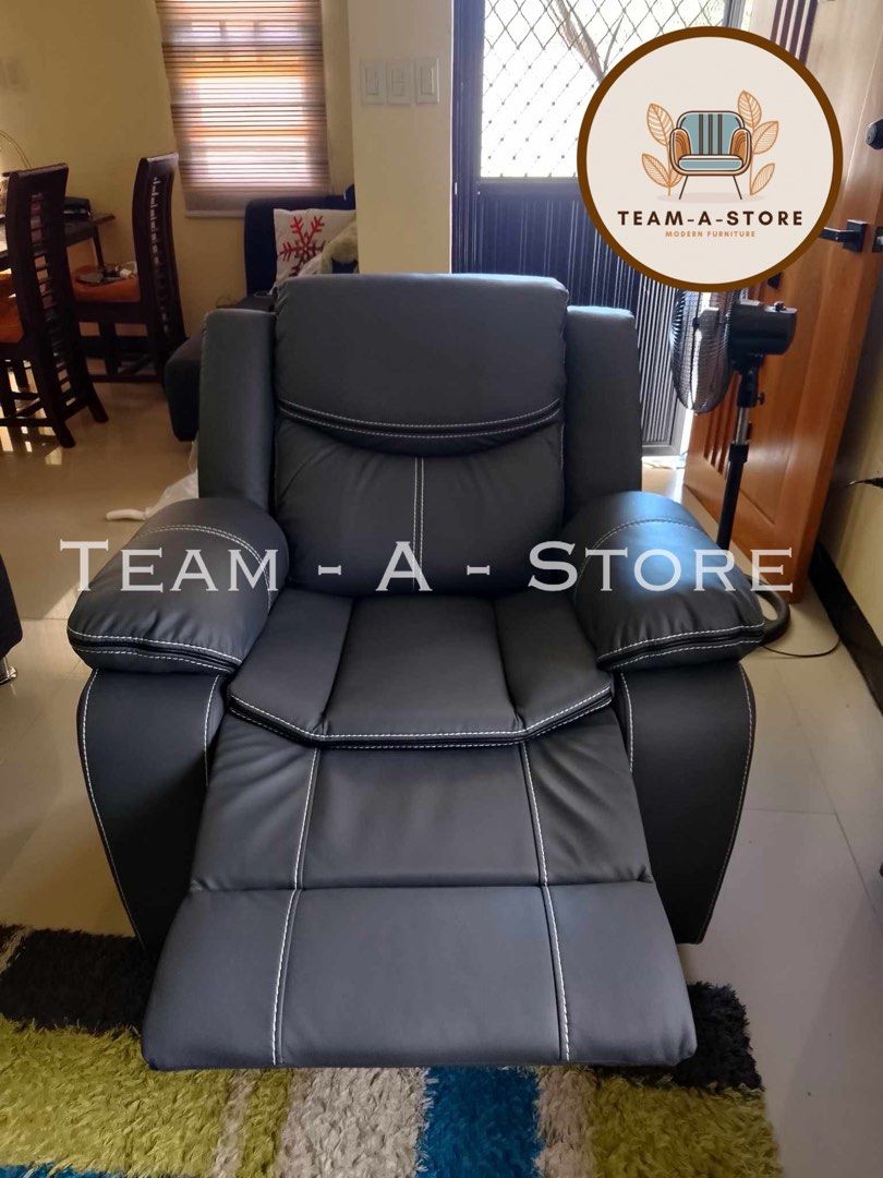 Single Seater Reclining Chair (Category: Chairs) located in Manila. Submitted by teamastore (Listing ID 1304279422, Image 1). Description: Brandnew Recliner 1 seater recliner Single seater recliner Reclining Sofa Reclining Chair Nursing Chair Nursery Chair Breastfeeding Chair Lazy Boy inspired 1 seater recliner bulk Automatic Pull Tab 40L 36W 41H inches Fully Reclined 67 inches High Quality Leather Leather Black Leather Gray Leather Vintage Brown