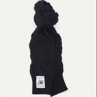 S.N.S HERNING Denmark Dementia Heavy 100% New Wool  Knitted Knit Muffler Fringe Tassel Scarf Scarves Winter Snow