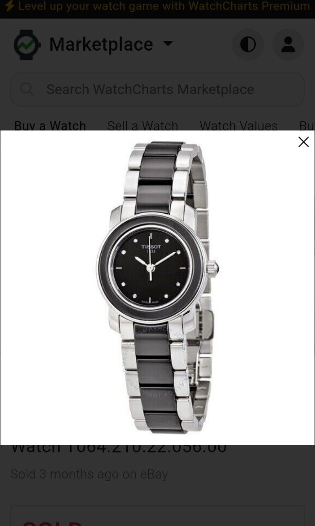 Tissot T Trend Black Ceramic Diamond Ladies Watch T0642102205600