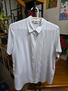 Uniqlo Rayon Short Sleeve Blouse (White)