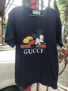 Unisex Disney Mickey Mouse x Gucci  Graphic Black Tee Shirt Size L-XL Made in Italy Pre-loved