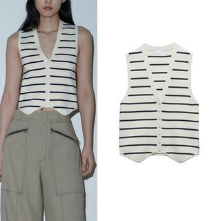 Vest Stripe Knitted Top Zara Ins