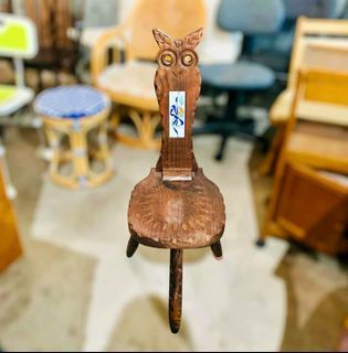 Vintage Owl Shaped Handmade 3-Legged Brutalist Chair