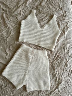 White Knit Terno/Coord Shorts