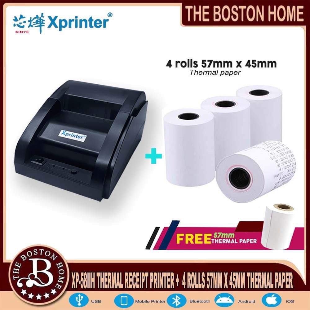 Xprinter XP-58IIH (USB+BLUETOOTH) Thermal Receipt Mini Printer ...