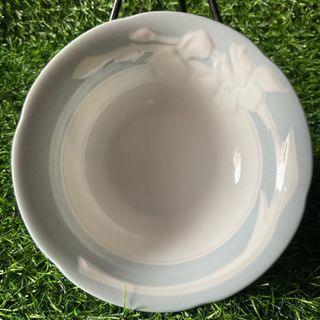 Yves Saint Laurent YSL Light Blue Embossed 3D Flower Pattern Porcelain Soup Dessert Bowl with Backstamp 6.25” x 2” inches, 1pc available - P399.00