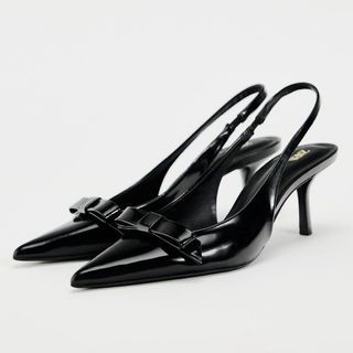 Zara Black Pointed Heels with Bow