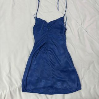 Zara Blue Silk Halter Dress