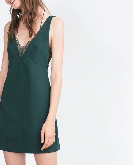 ZARA green sexy lace strappy sleeveless dress, Women's Fashion, Dresses &  Sets, Dresses on Carousell
