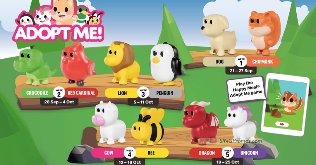 Adopt Set Adopt me pets Happy Meal Toys (Full Set of 10), Hobbies & Toys ...
