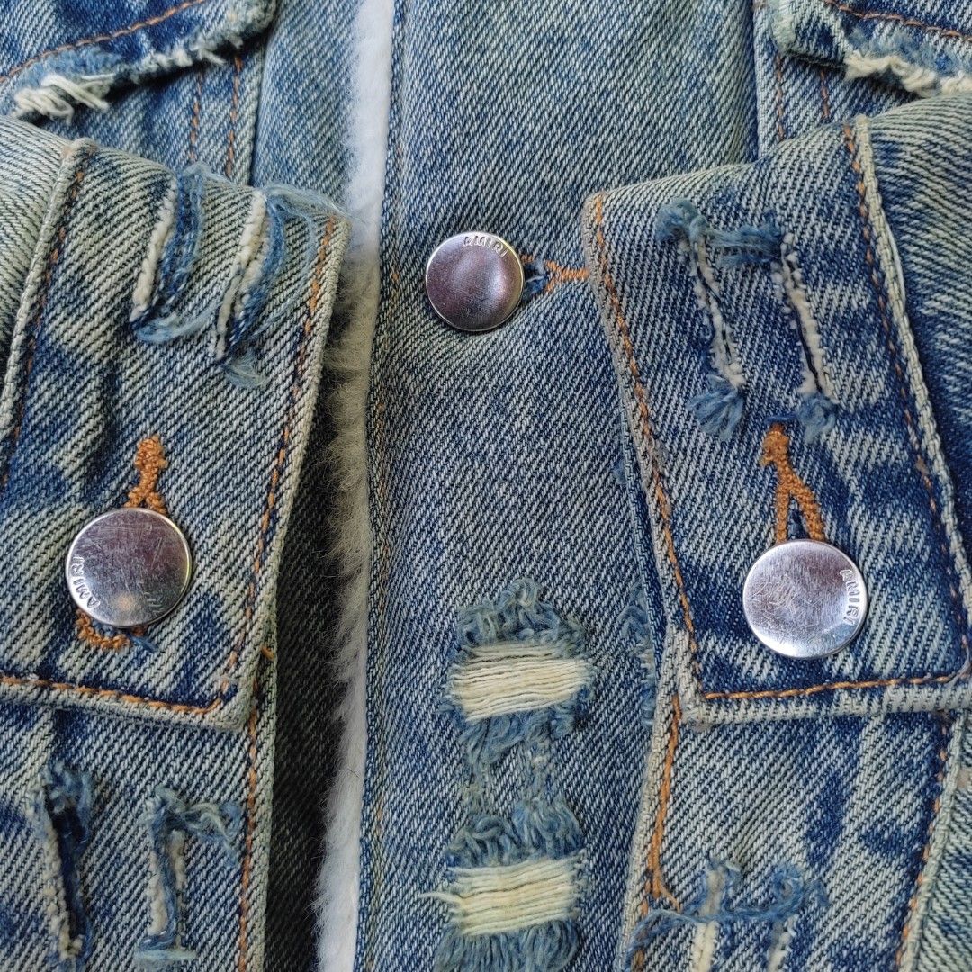 Amiri AW16 Killmonger Shearling Denim Herren Trucker Jacket