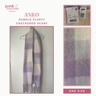 Anko Purple Fluffy Checkered Scarf