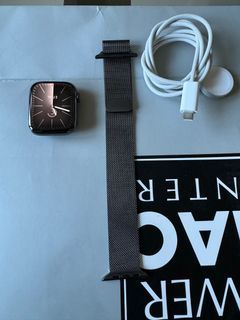 Apple Watch Series 9 45mm , Graphite Stainless Steel ( cellular)  with SS graphite Milanese loop