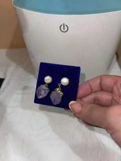 Authentic Baroque Pearl & Raw Amethyst 3ct. Drop earrings