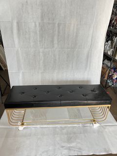 Black Leather Bed Bench or Shoe Changing Long Stool Home Furniture