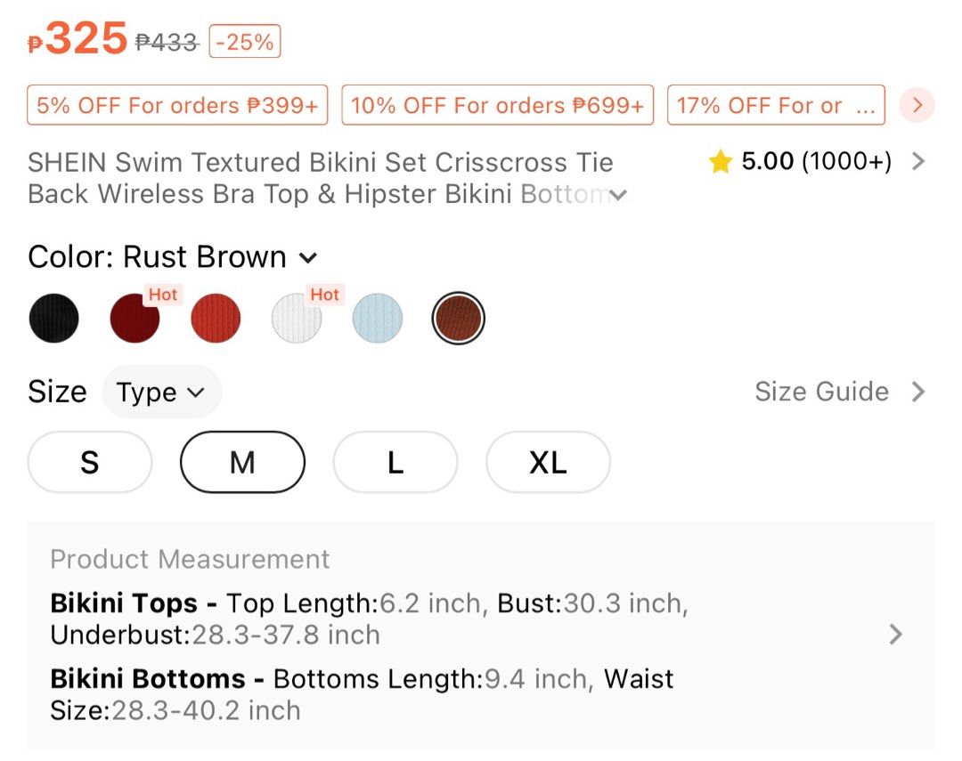 Brown Bikini (Category: Bikinis & Swimsuits) located in Quezon City. Submitted by shandre10 (Listing ID 1301287607, Image 2). Description: * RFS: Decluttering * NO REPLY = SOLD * Slightly Negotiable * PM for more pics.