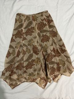 Brown floral rustic midi skirt
