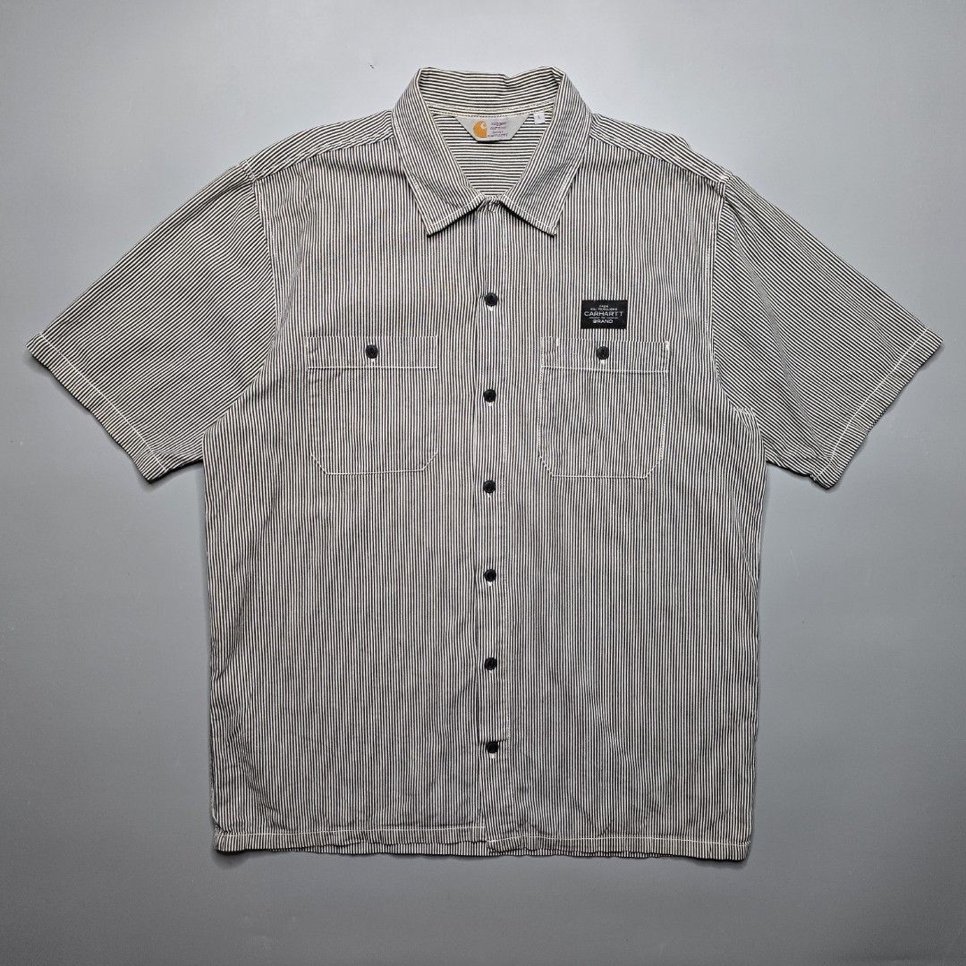 Carhartt S S Rate Work Shirt Hickory Stripe Men s Fashion Tops Sets Tshirts Polo Shirts on Carousell