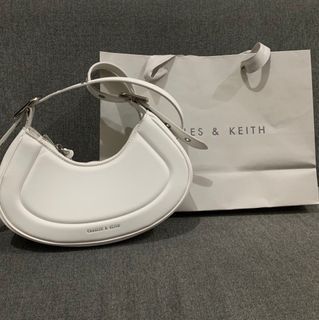 Charles and Keith Petra Curved Shoulder Bag - White
