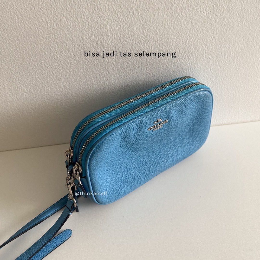 COACH 2in1 light blue bag [100% ORI, preloved], Barang Mewah, Tas ...