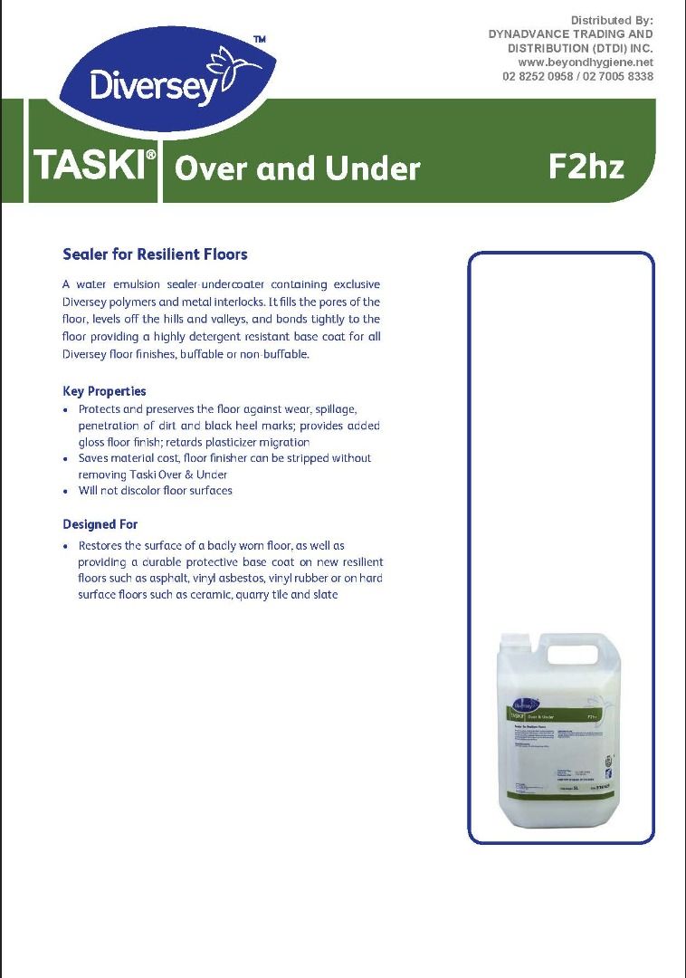 Diversey TASKI Over and Under F2hz 5L, Commercial & Industrial ...