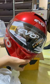 EVO Glossy Red GT-PRO Plain Full Face Dual Visor Helmet Motorcycle With Free Clear Lens