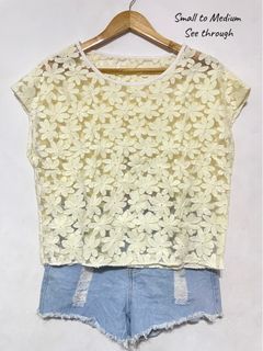 Flower Semi Crop top See through cover up