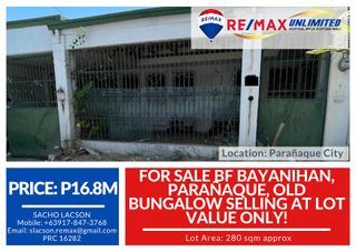 FOR SALE BF Bayanihan, Parañaque, Old Bungalow Selling at Lot Value Only!