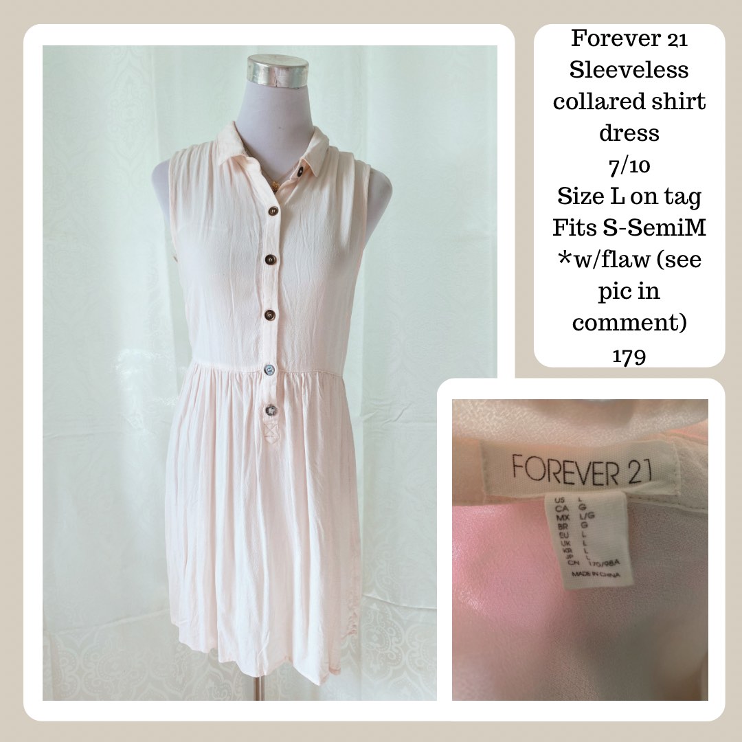 Forever 21 Sleeveless Collared Shirt Dress Women s Fashion Dresses Sets Dresses on Carousell