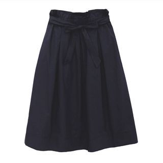 FORME navy blue paperbag waist midi skirt