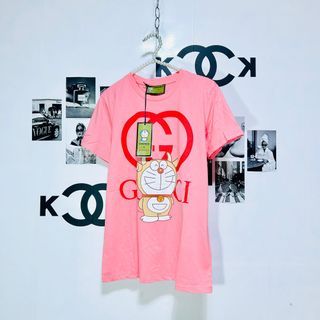 Gucci x doraemon pink shirt
