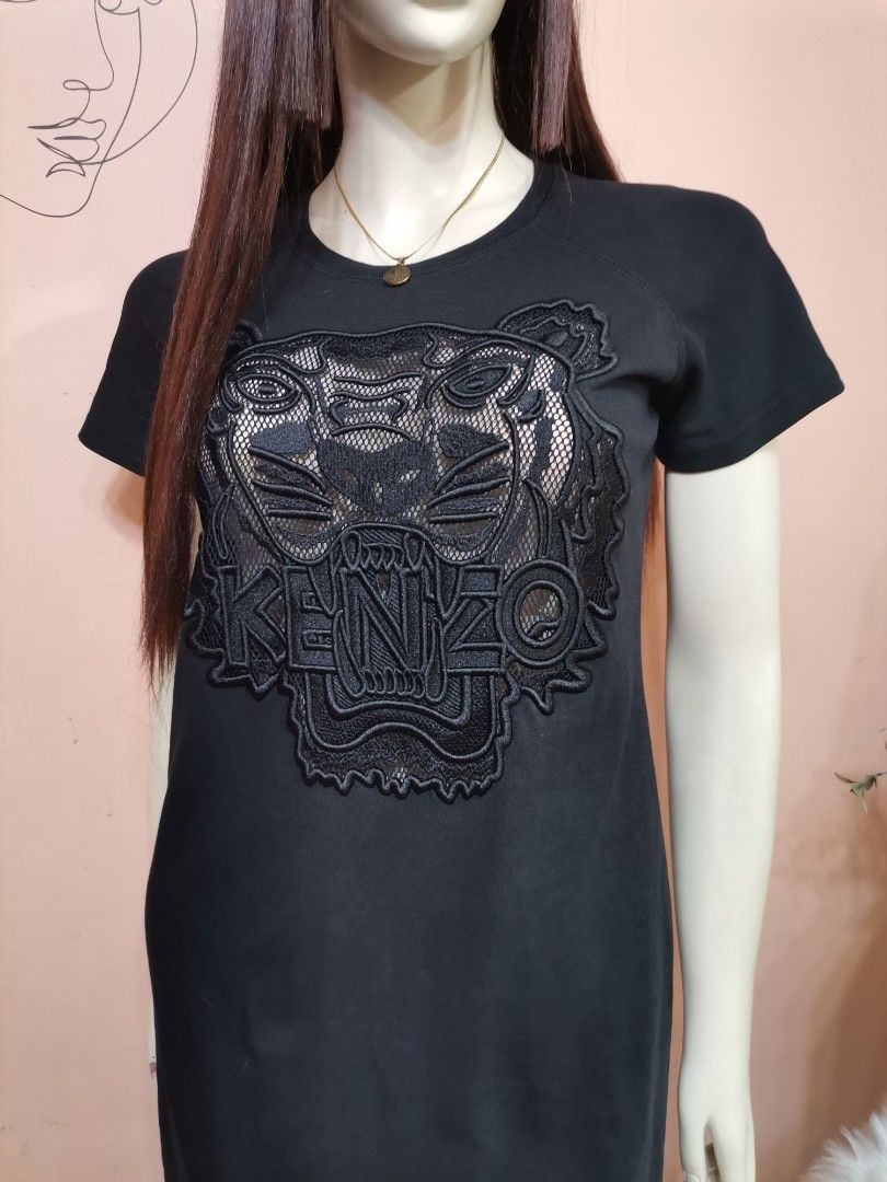 High Quality Black Kenzo Hollow Cut Tiger Embroidery Shirt Dress Luxury Apparel on Carousell