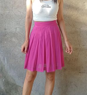 Hot pink pleated skirt