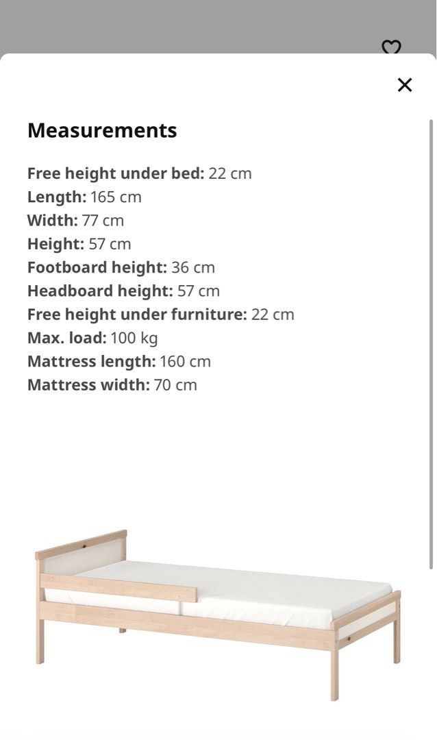 Ikea SNIGLAR Bed frame guard rail kids bed, Babies Kids, Baby