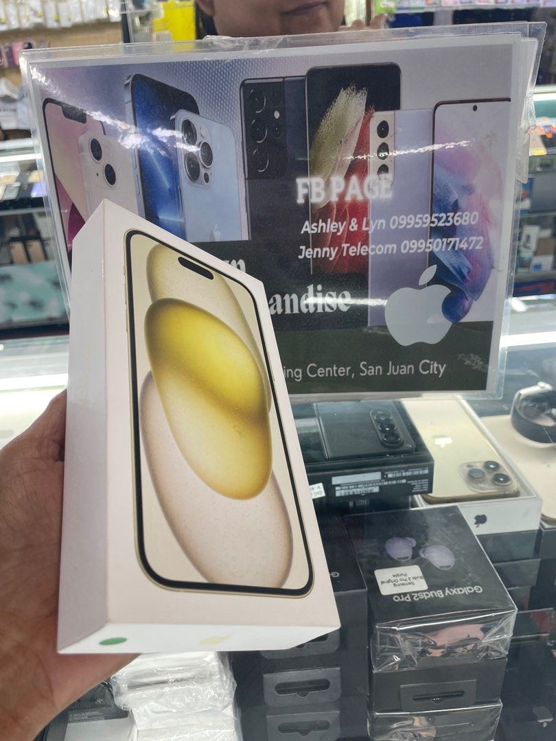 Iphone 15 Plus 128gb (Category: iPhone 15 Series) located in San Juan City. Submitted by AshleyandLynGeneralmerchandise (Listing ID 1301222015, Image 3). Description: We accept trade in Credit card / Home Credit Shipping Meet ups / Delivery Fb page: Ashley & Lyn.