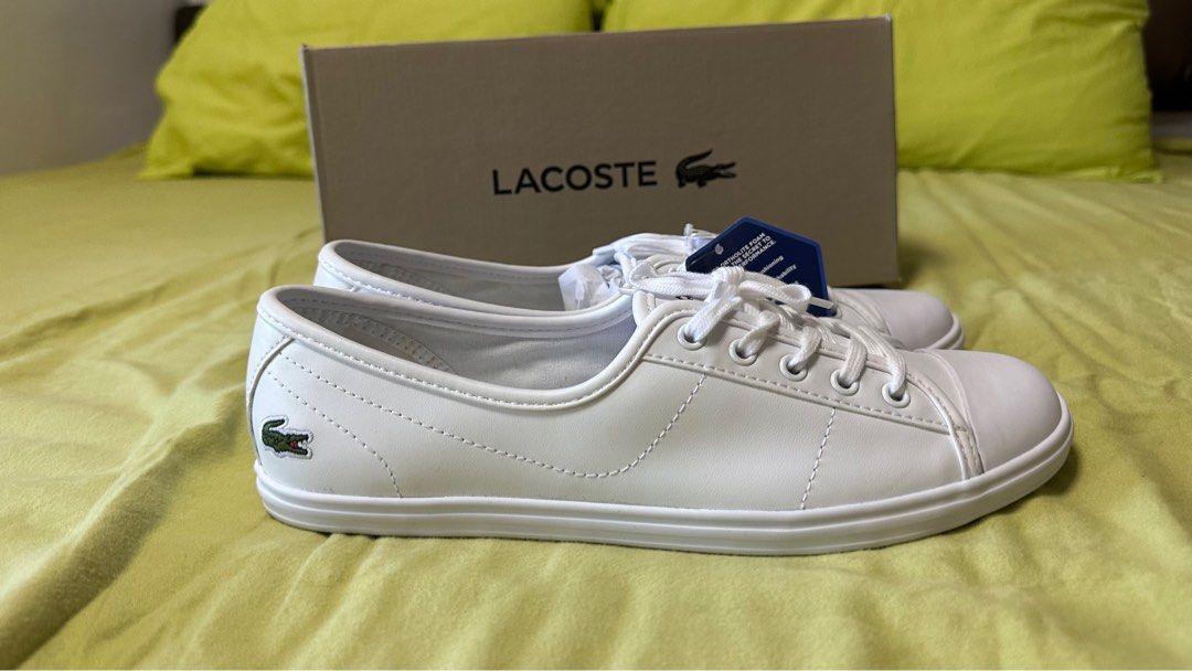 LACOSTE WOMENS ZIANE LEATHER SLIP ON White