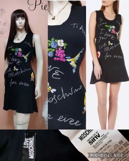 Love Moschino Black Printed Embroidery Cotton Dress