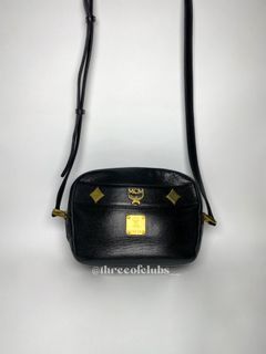 MCM Vintage Small Black Leather Camera Crossbody Bag