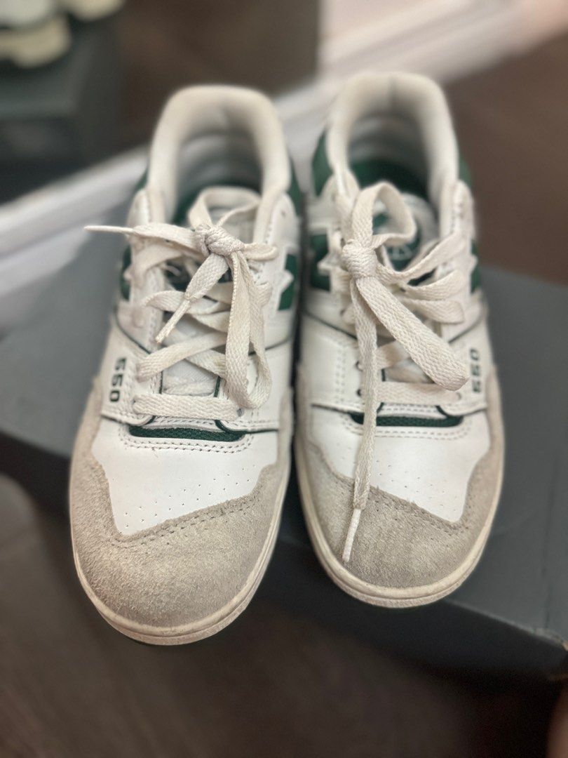 Original New Balance 550 Green White (Category: Sneakers) located in Quezon City. Submitted by k8borja (Listing ID 1301245197, Image 3). Description: The most comfortable shoes I have! - Authentic and barely used - Size 7 women’s / 23cm - Comes with a box.