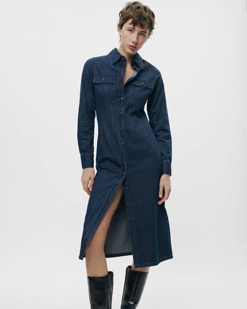 Zara denim shirt dress best sale