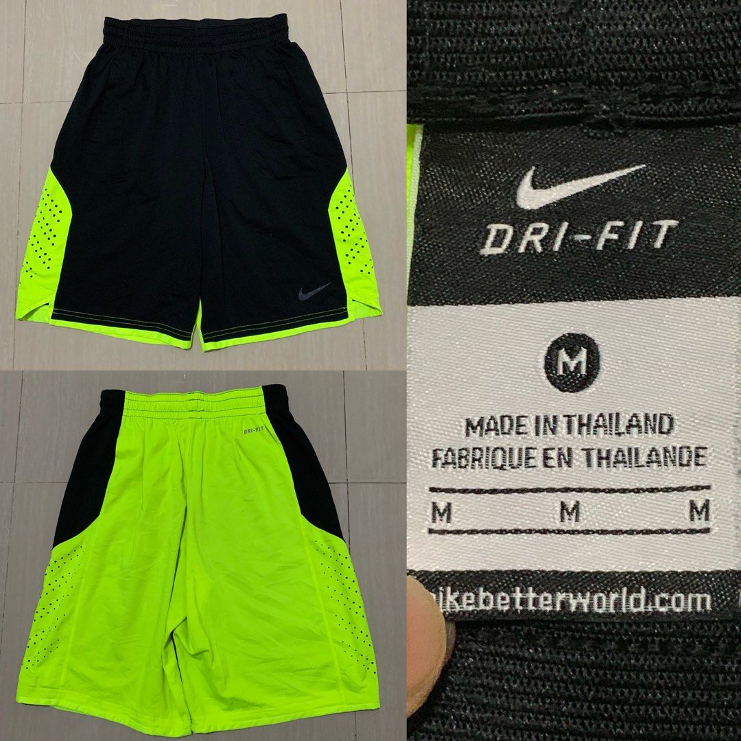 NIKE DRI FIT MENS SHORTS Black Neon Green