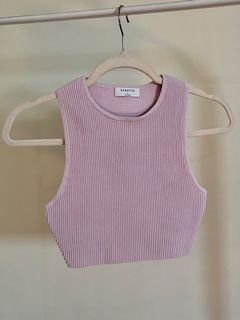 [ON HAND] Aritzia Babaton Sculpt Knit Racer Cropped Tank (Cropped Crew-Neck Racerback Tank Top) Halo Pink - S