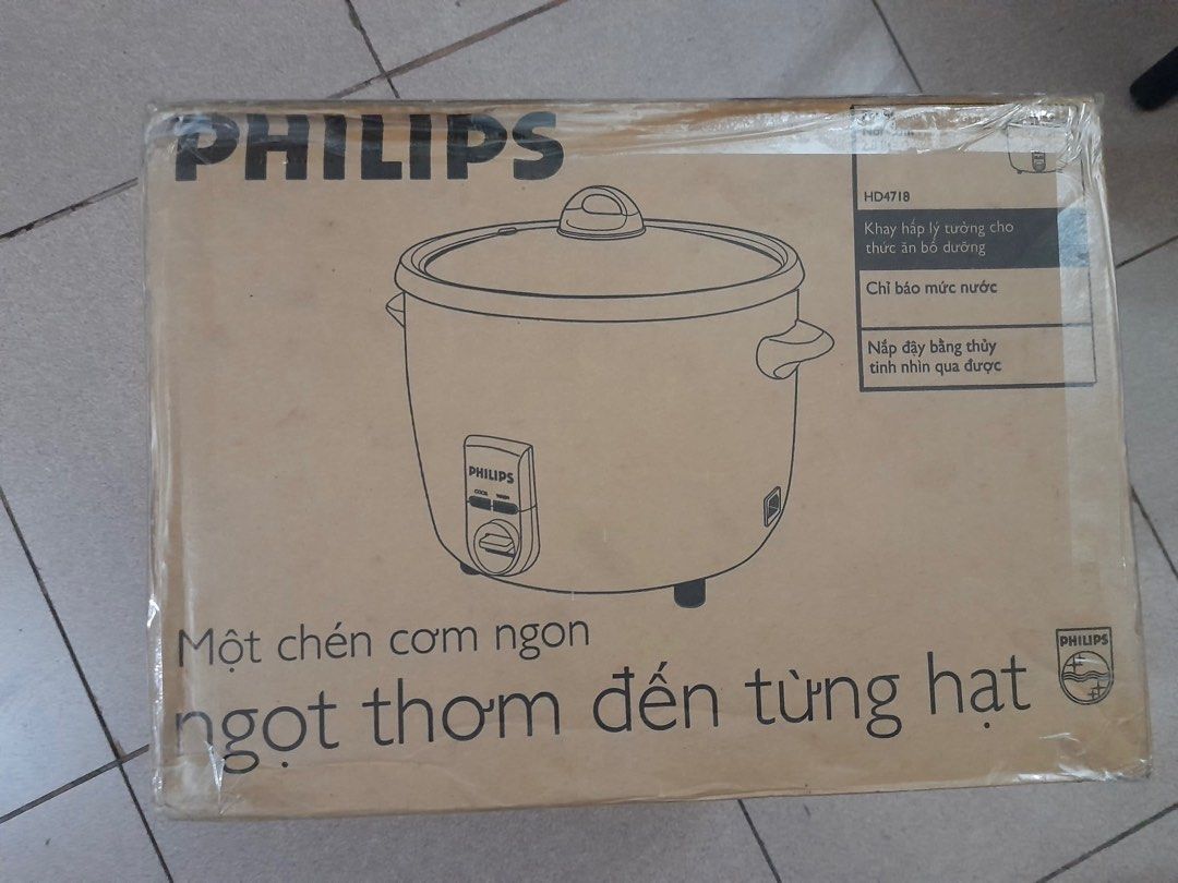 Philips Rice Cooker hd4718 (Category: Cookers) located in Manila. Submitted by brandeditems4less (Listing ID 1301298639, Image 2). Description: Design specifications 15 cups Materials of main body body-metal; lid-glass Color(s) white w/lotus Weight appliance 3.7 kg Weight (incl. packaging) 4.7 kg.