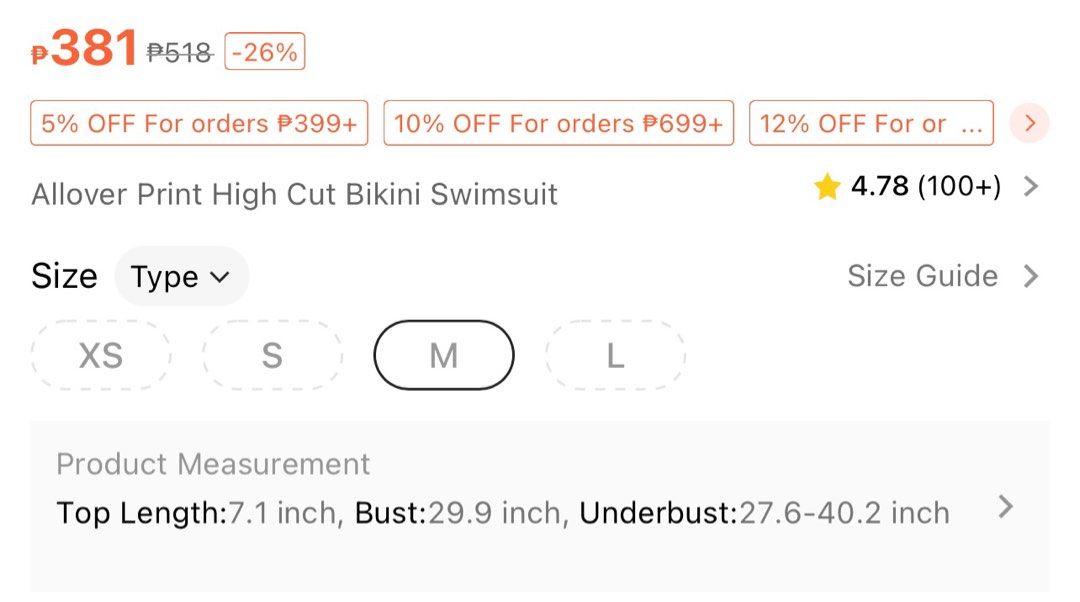 Printed Bikini (Category: Bikinis & Swimsuits) located in Quezon City. Submitted by shandre10 (Listing ID 1301287400, Image 2). Description: * RFS: Decluttering * NO REPLY = SOLD * Slightly Negotiable * PM for more pics.