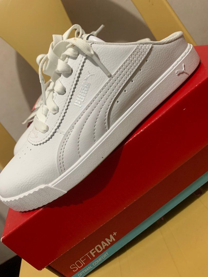 SALE 8 8 1500 ONLY PUMA WHITE CARINA SLIM MULE Women s Fashion Footwear Sneakers on Carousell
