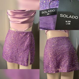 Purple Glittery Sequined Women's Skirt