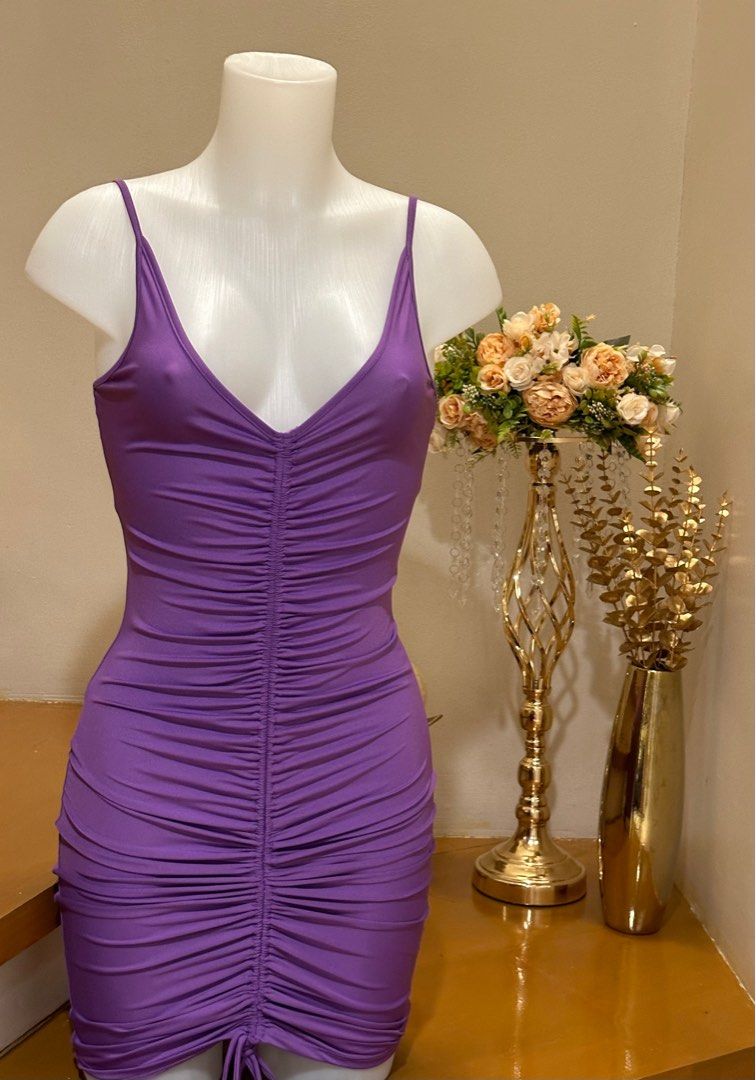 fashion nova Ruched Purple Dress, Women's Fashion, Dresses & Sets, Dresses  on Carousell